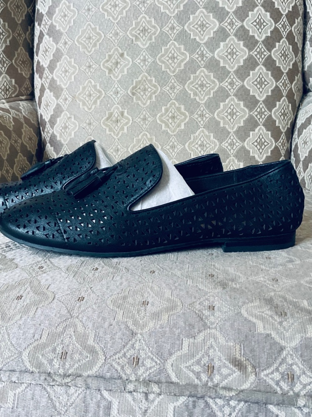 Patricia Nash Francesca Black Laser Cut Tassel Loafers Size 9 - NEW - Picture 2 of 8